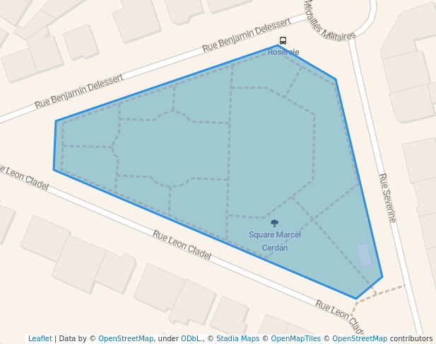 walking in Square Marcel Cerdan map in Brive-la-Gaillarde