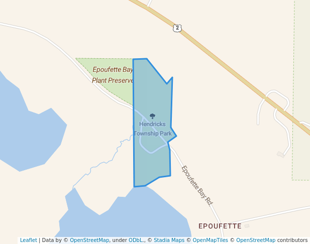 walking in Hendricks Township Park map in Naubinway