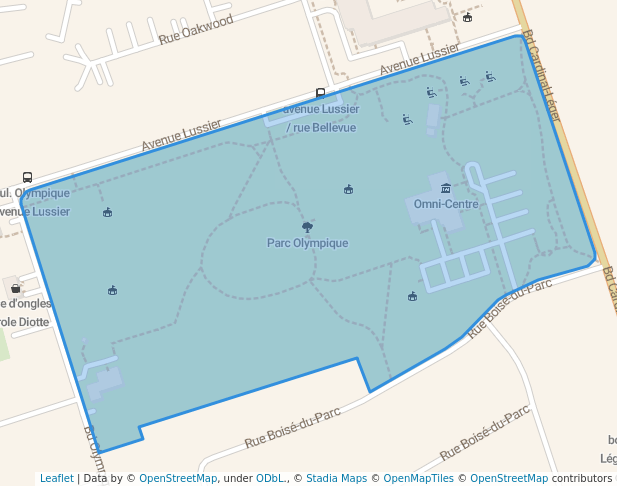 walking in Olympic Park - Omni-Centre Park map in Pincourt