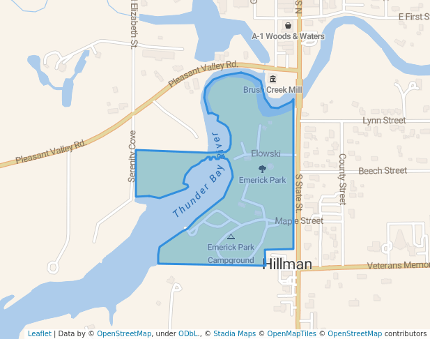 walking in Emerick Park map in Hillman