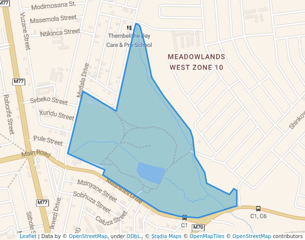 walking in Dorothy Nyembe Park map in Soweto