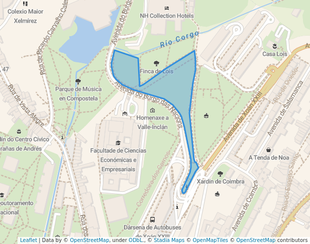 walking in Parque de Xixón map in Santiago de Compostela