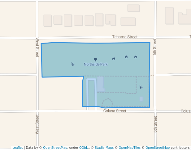 walking in Northside Park map in Corning
