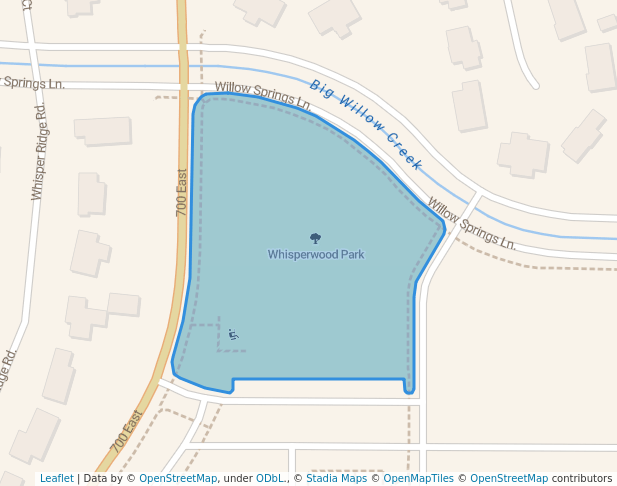 walking in Whisperwood Park map in Draper