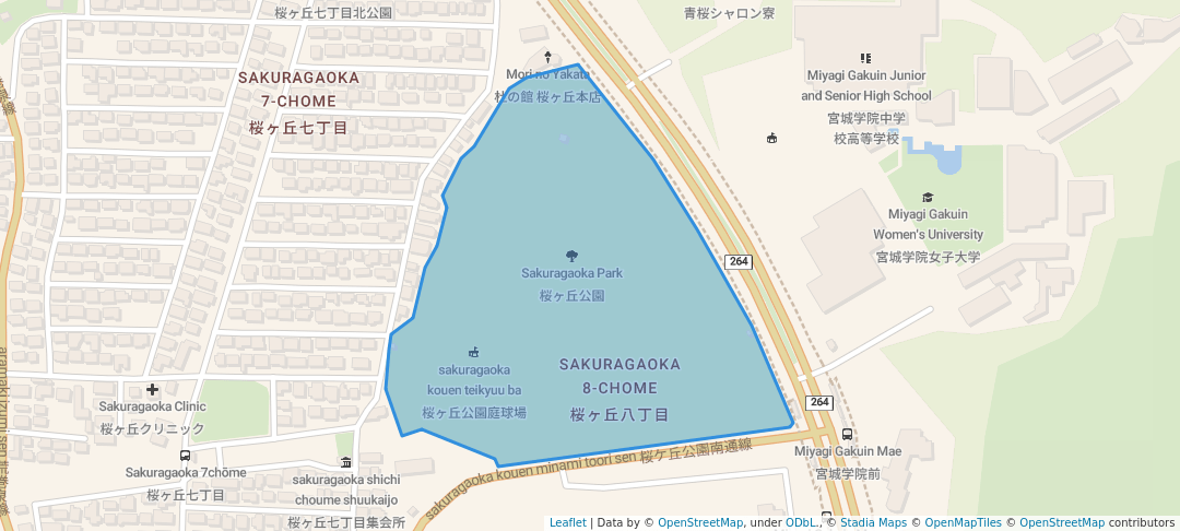 walking in Sakuragaoka Park map in Sendai