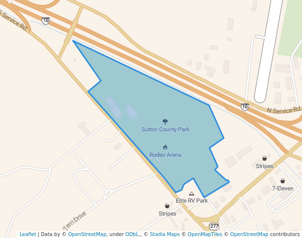 walking in Sutton County Park map in Sonora