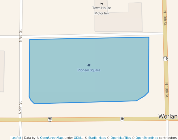 walking in Pioneer Square map in Worland