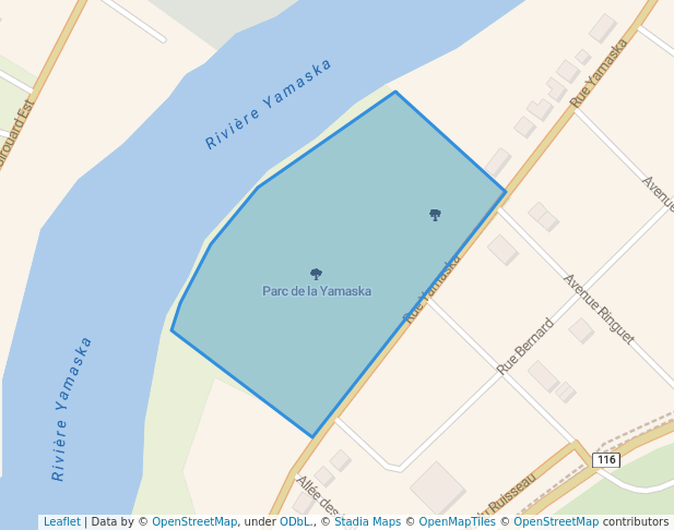 walking in Parc de la Yamaska map in Saint-Hyacinthe