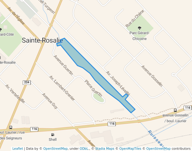 walking in Parc Eugène-Veilleux map in Saint-Hyacinthe