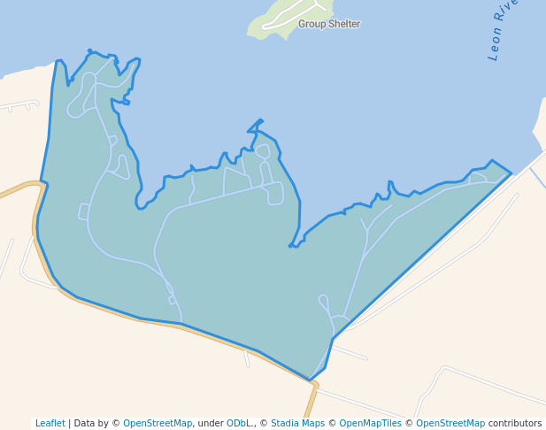 walking in Copperas Creek Park map in Comanche