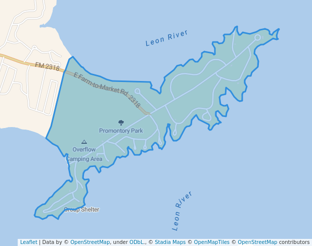 walking in Promontory Point Park map in Comanche