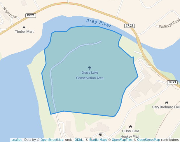 walking in Grass Lake Conservation Area map in Haliburton