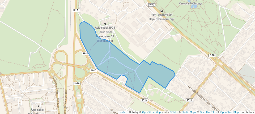 walking in Парк "Лісова пісня" map in Cherkasy