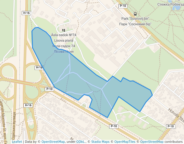 walking in Парк "Лісова пісня" map in Cherkasy