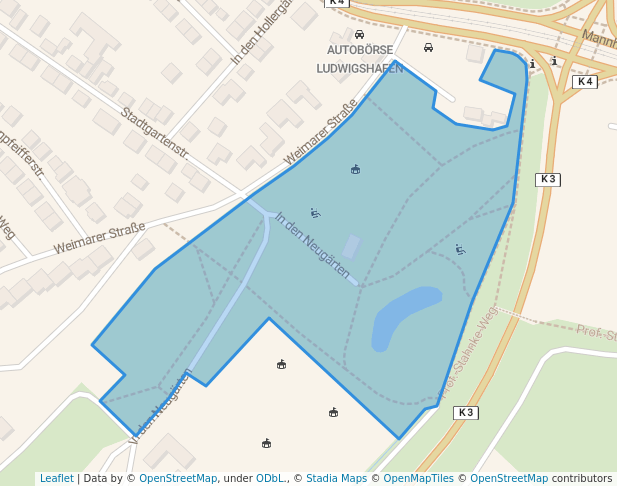 walking in Stadtpark map in Ludwigshafen am Rhein