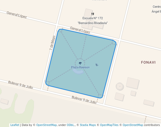 Plaza Rawson in Rufino | Map and Routes