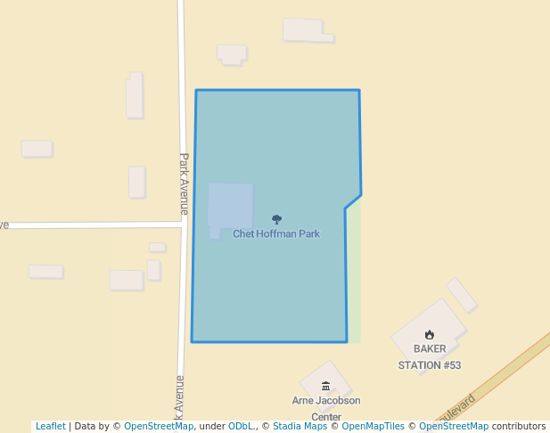 walking in Chet Hoffman Park map in Baker