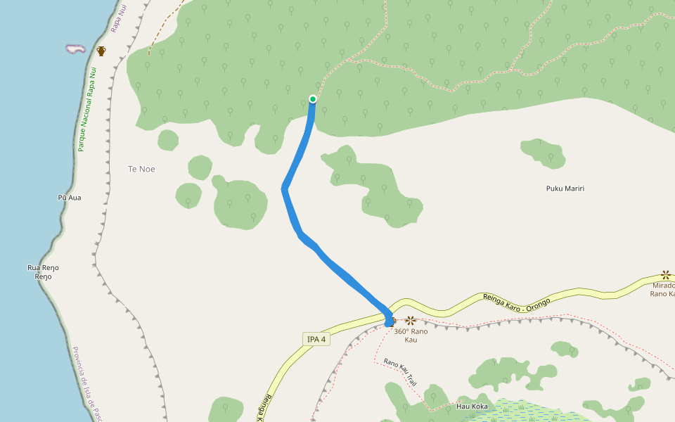 Petroglyph Rano Kau walking route map in Hanga Roa