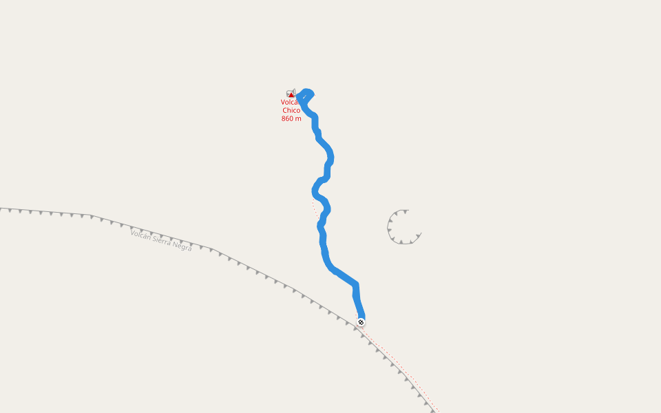 Volcán Chico walking route map in Puerto Velazco Ibarra