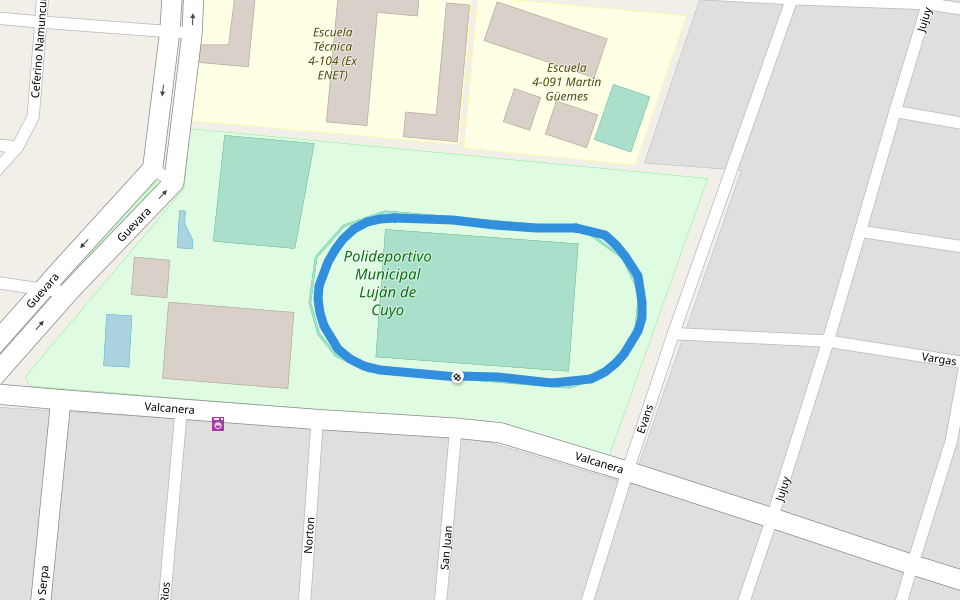 Polideportivo Municipal Luján de Cuyo walking route map in Luján de Cuyo