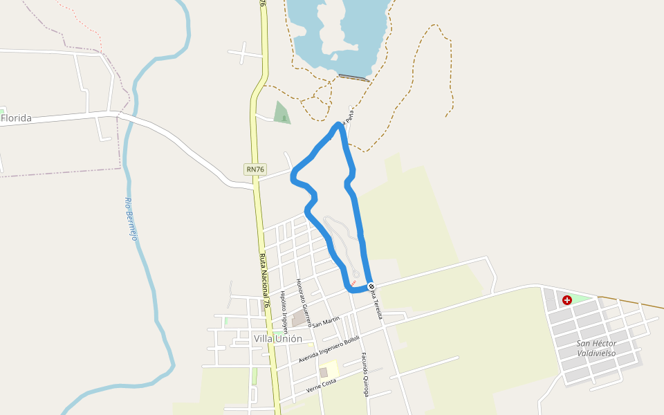 Paseo Costanera walking route map in Corrales