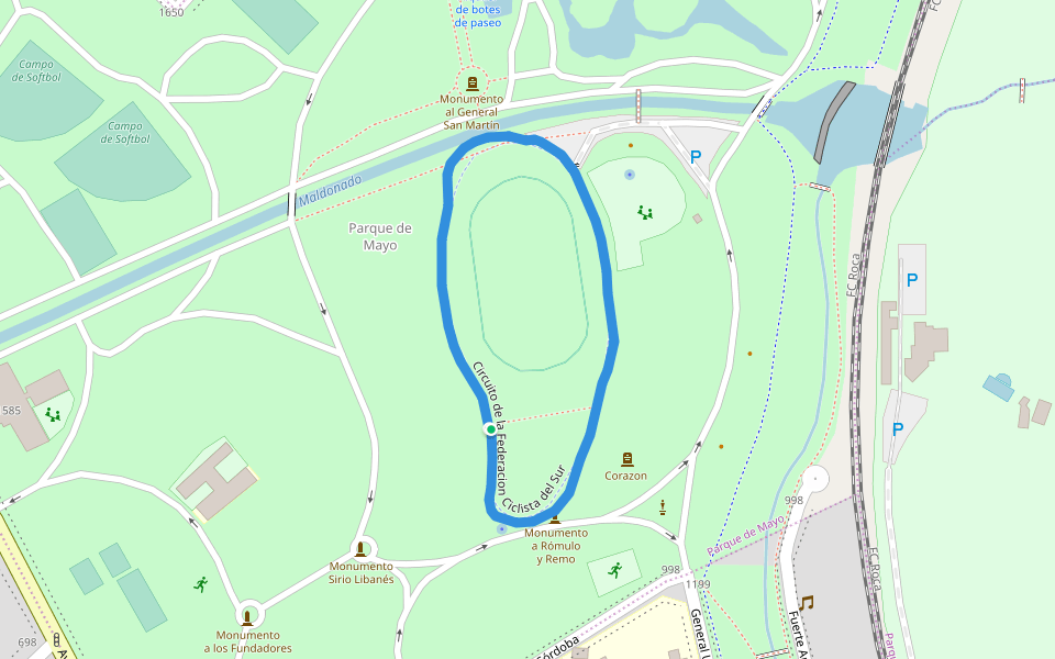 Parque de Mayo walking route map in Bahía Blanca