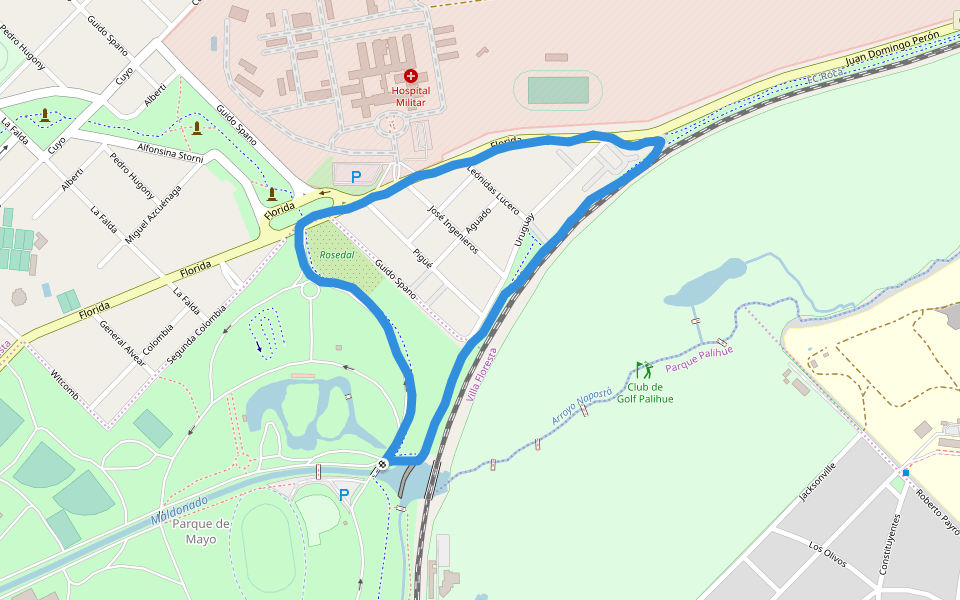 Parque de Mayo walking route map in Bahía Blanca