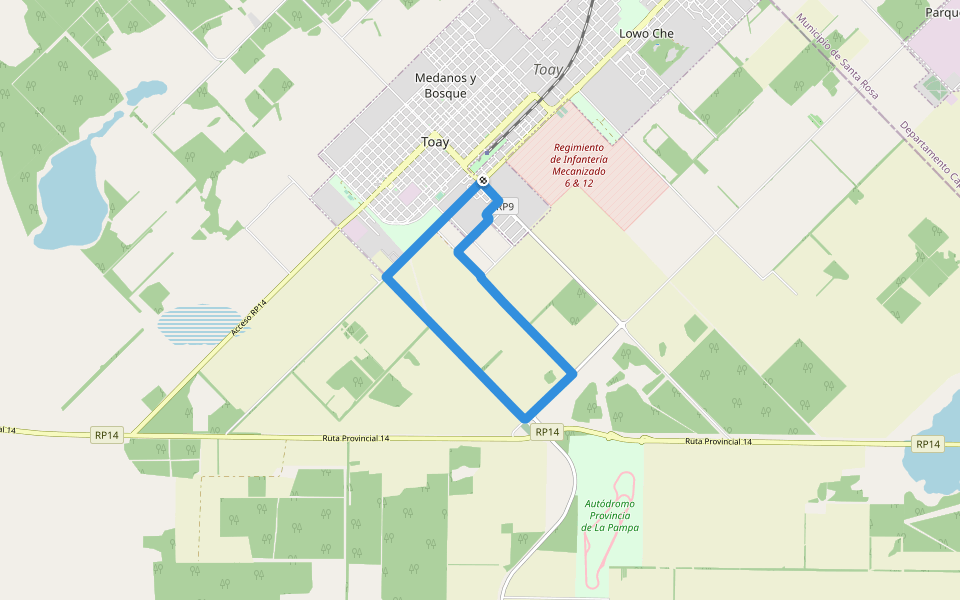 Sociedad Rural de Toay walking route map in Toay