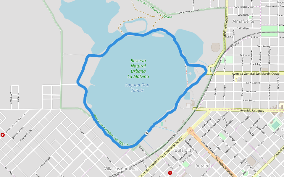 Laguna Don Tomás walking route map in Doblas