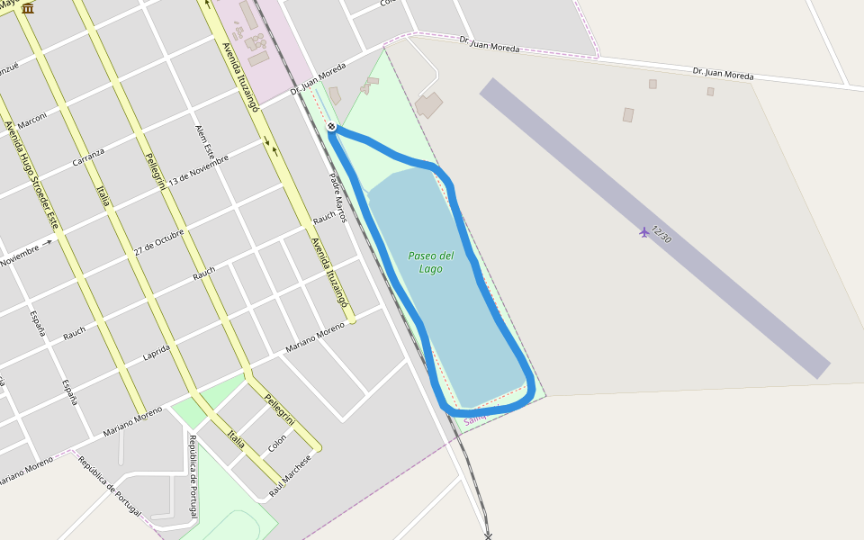Paseo del Lago walking route map in Salliqueló