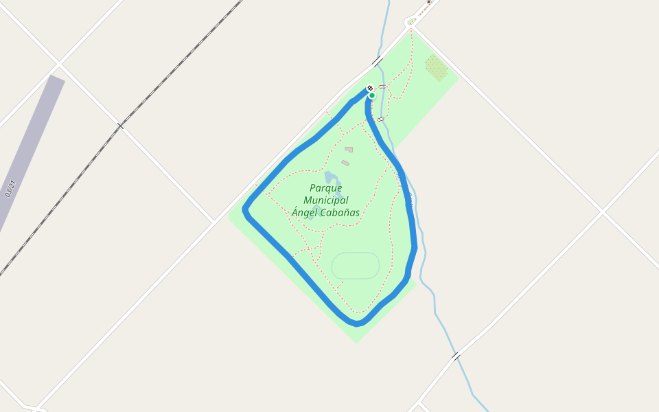 Parque Municipal Ángel Cabañas walking route map in Tres Arroyos