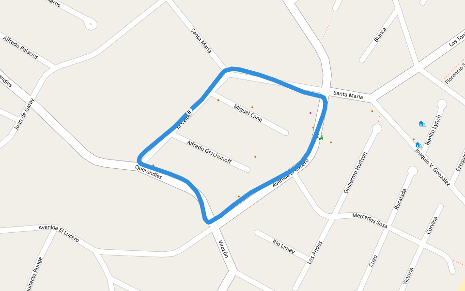 Mar de las Pampas walking route map in Mar de las Pampas