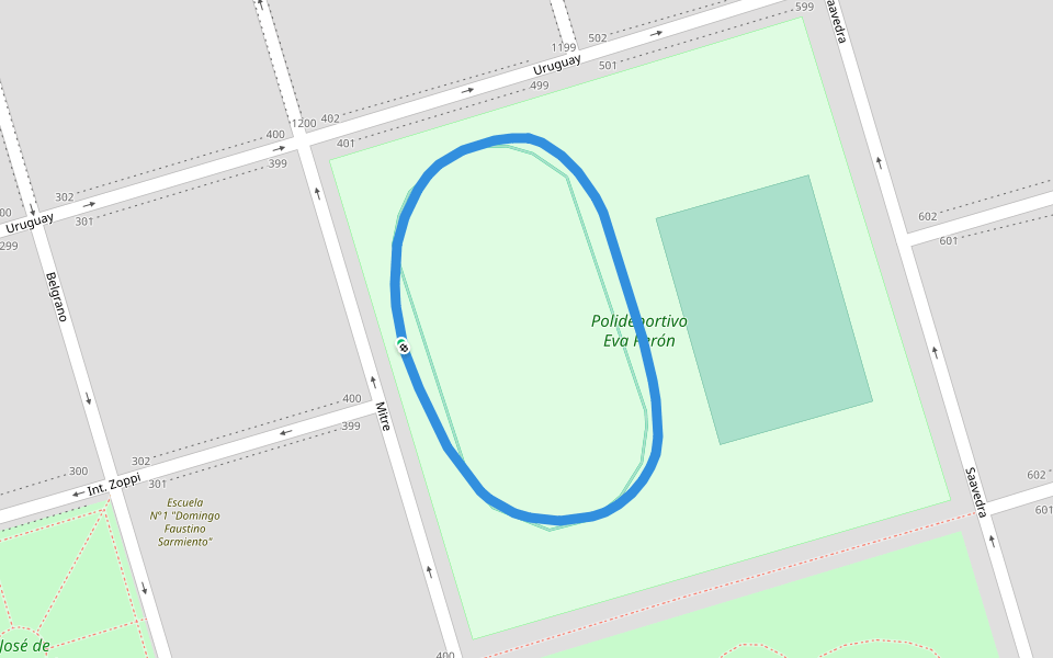 Polideportivo Eva Perón walking route map in BQA