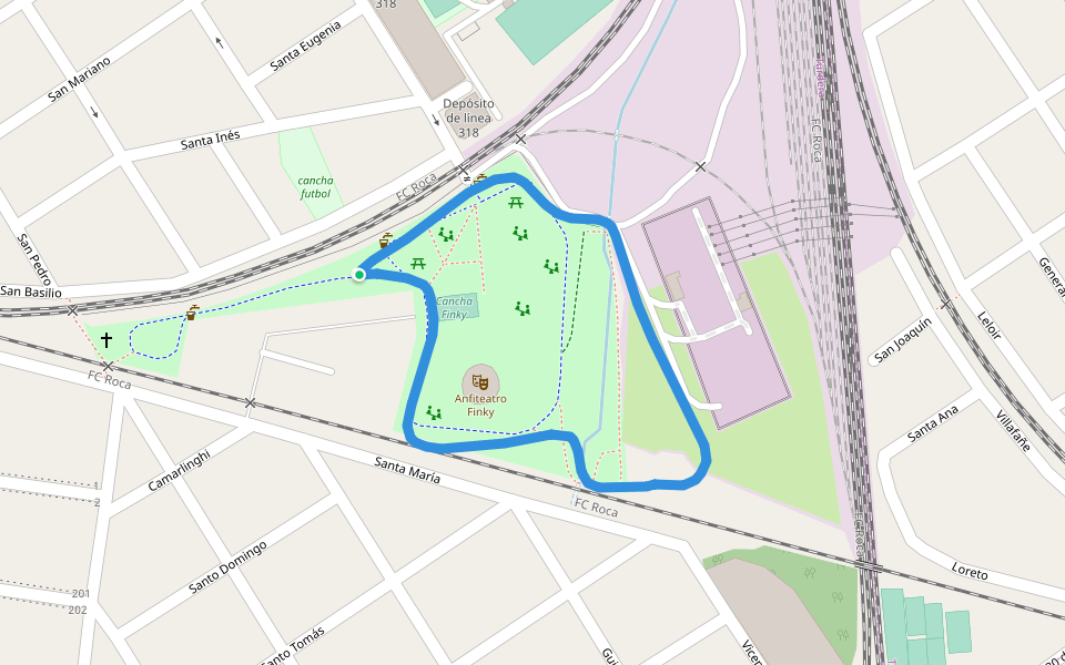 Parque municipal Finky walking route map in Turdera