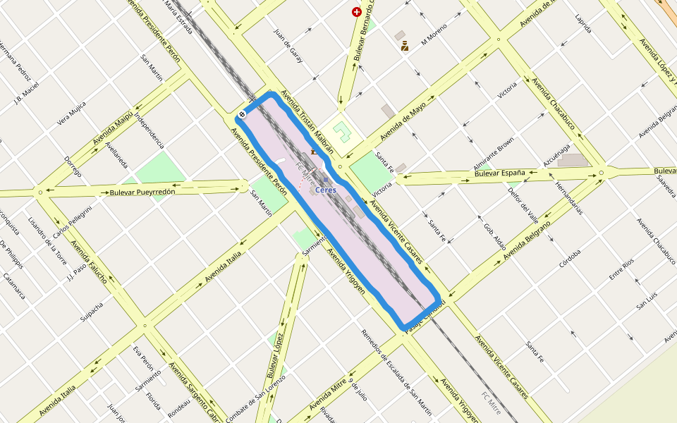 PLAZA SAN MARTÍN walking route map in Ceres