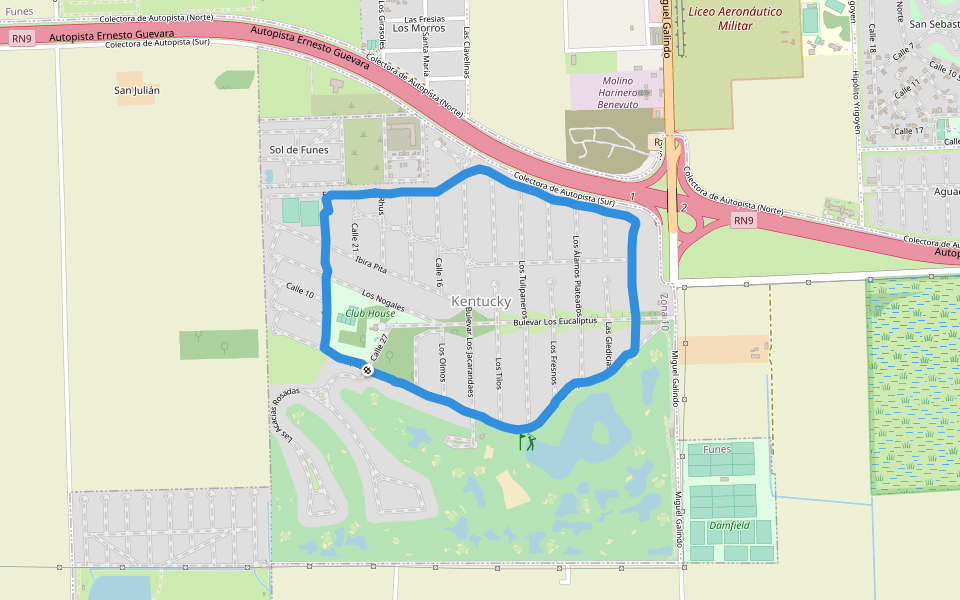 Club House walking route map in Funes
