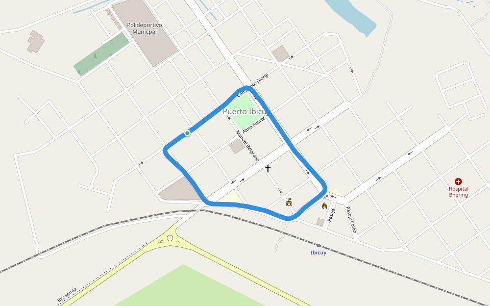 Plaza San Martín walking route map in Ibicuy