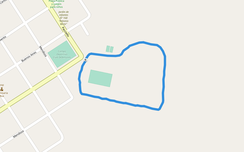 Campo Deportivo Club Defensores walking route map in Centeno