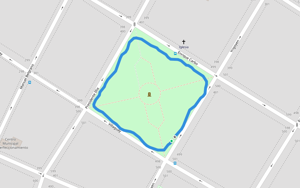 Plaza Sáenz Peña walking route map in Paraná
