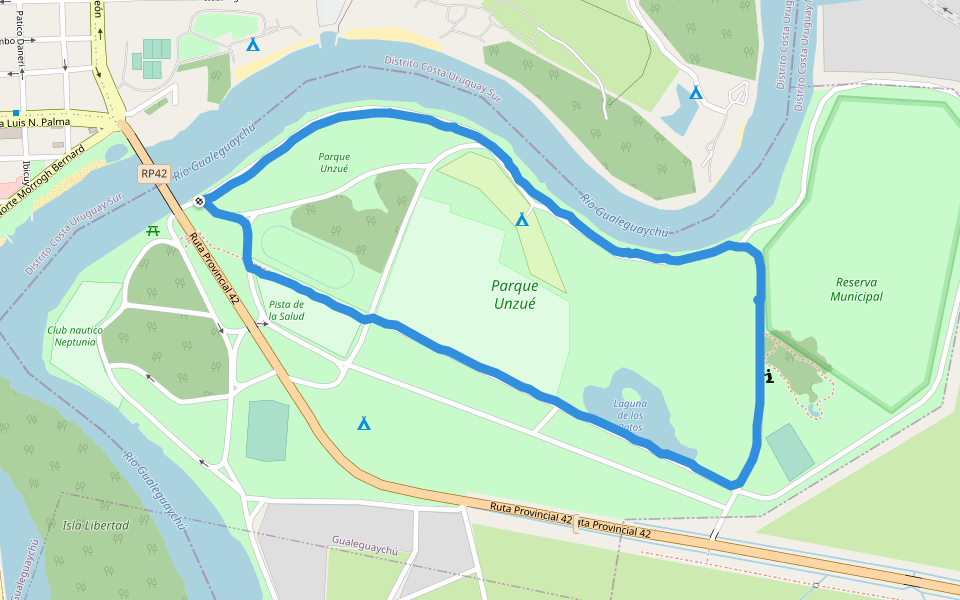 Parque Unzué walking route map in Concordia