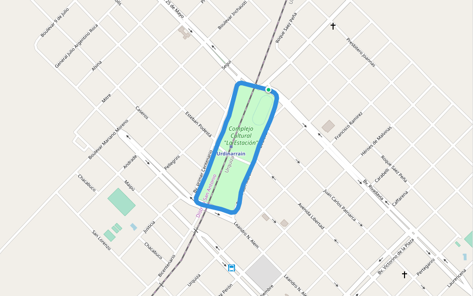 Complejo Cultural "La Estación" walking route map in Urdinarrain
