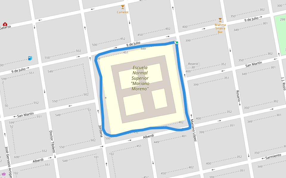 Escuela Normal Superior "Mariano Moreno" walking route map in Concepción del Uruguay