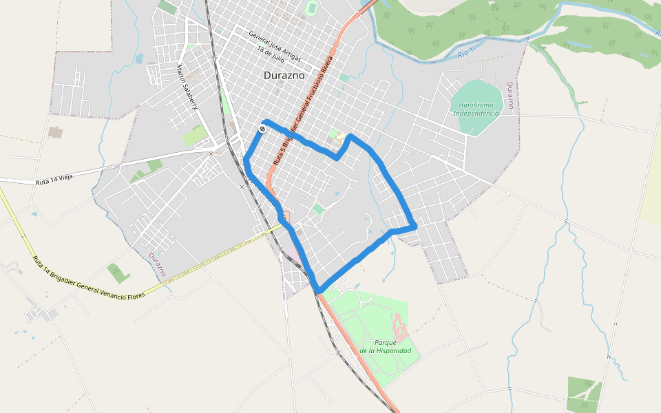 Bio Parque walking route map in Colonia Rossell y Rius