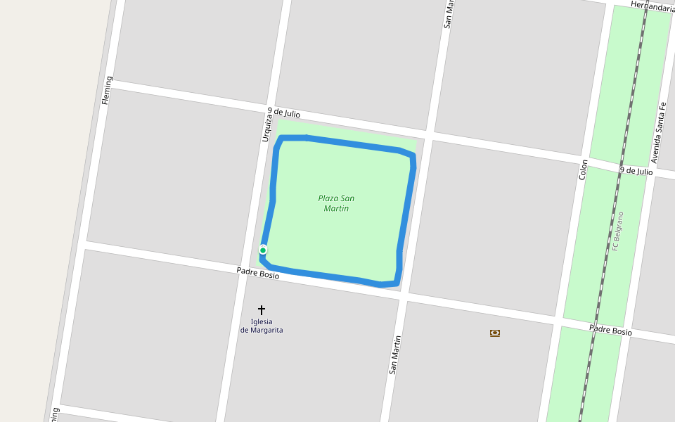 Plaza San Martin walking route map in Margarita