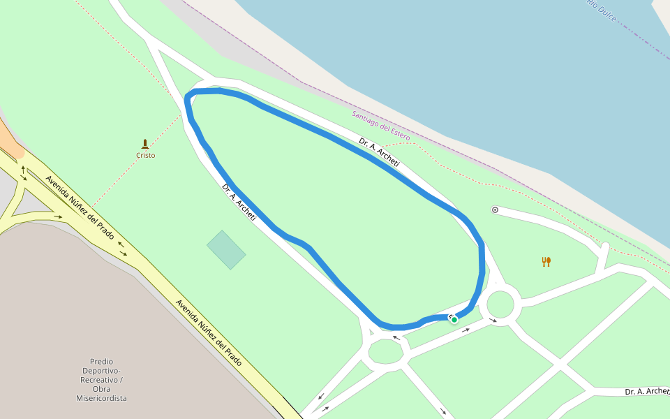 Parque Aguirre walking route map in Santiago del Estero