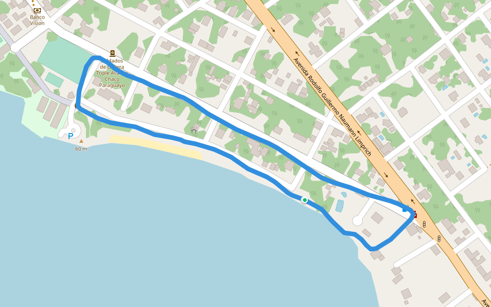 Club Nautico San Bernardino walking route map in San Bernardino