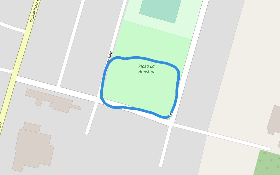 Plaza La Amistad walking route map in Tobatí