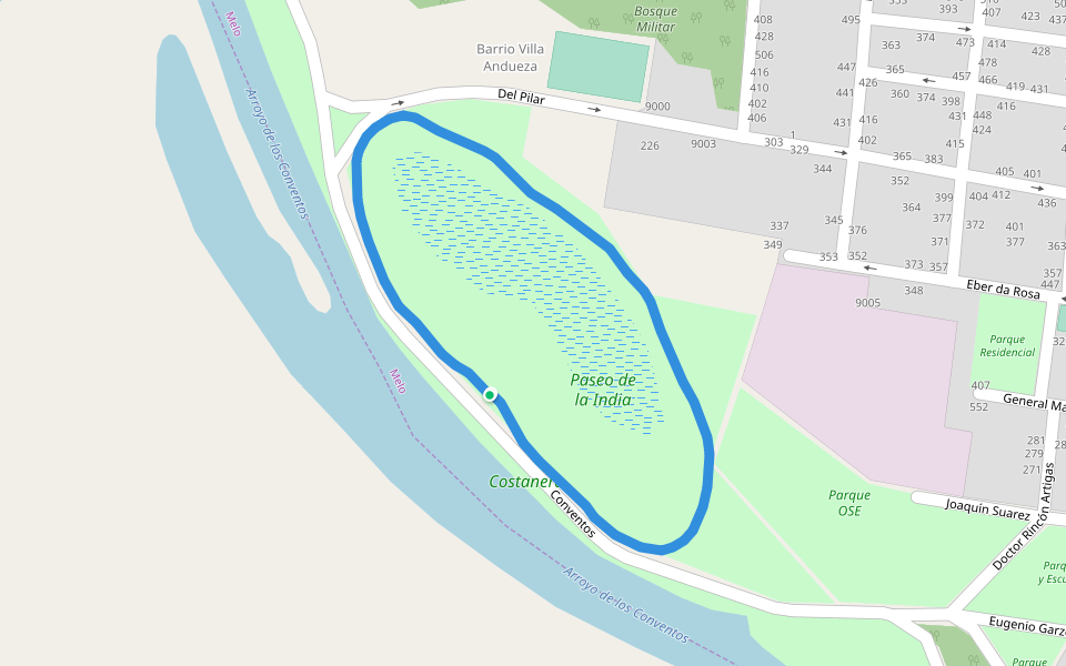 Paseo de la India walking route map in Rio Branco