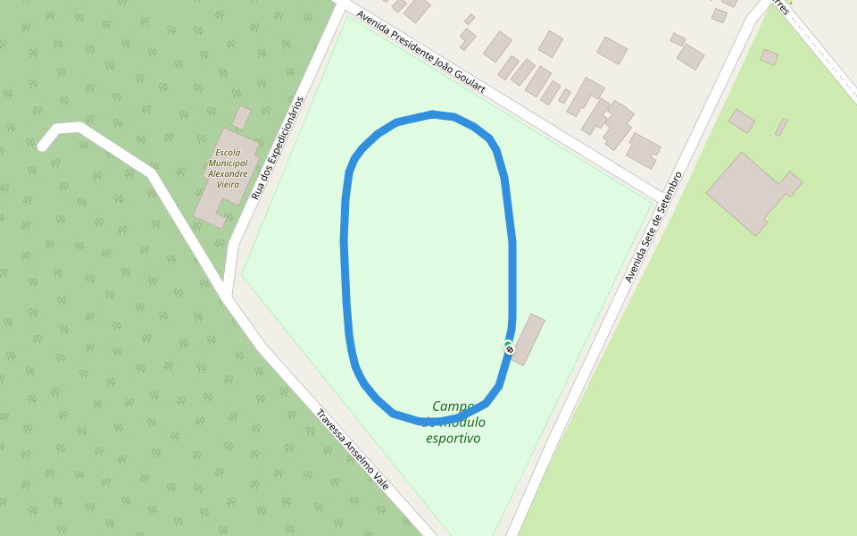 Campo do módulo esportivo walking route map in Dom Pedrito