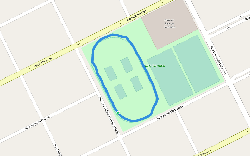 Praça Saraiva walking route map in Rio Grande